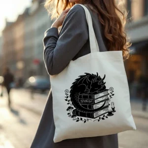 DnD Dragon Book Tote Bag