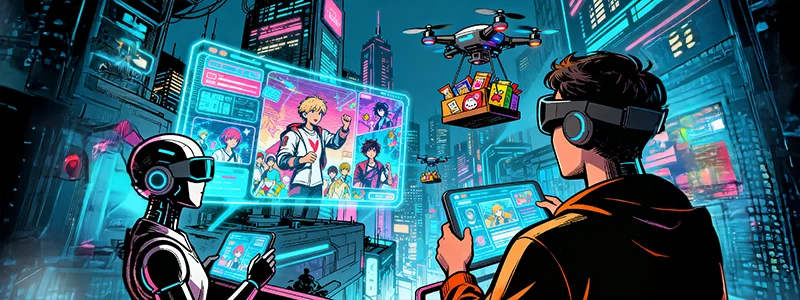geel with vr headset and sci fi scene